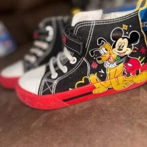 Disney Black, Red & White Mickey and Pluto High-Top Kids Sneakers